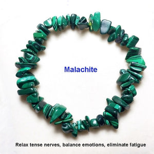 Natural Stone Malachite Irregular Chip Gem Beads Bracelet